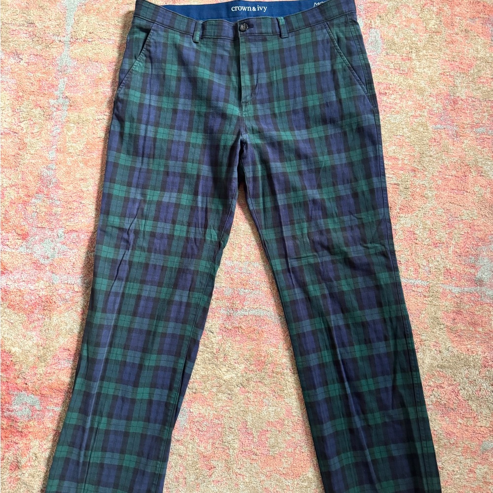 Crown & Ivy Green and Blue Plaid Pants